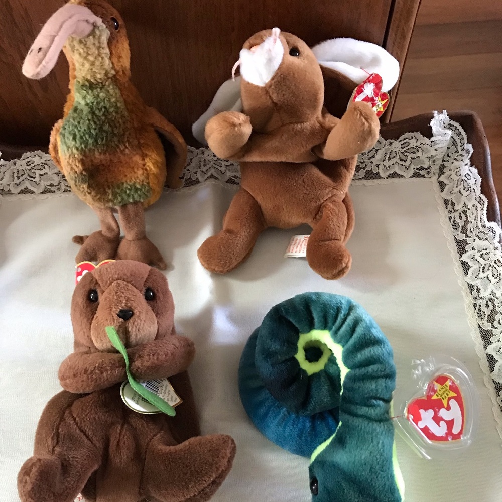 TY Beanie Babies Beak, Hissy, Ears and Seaweed